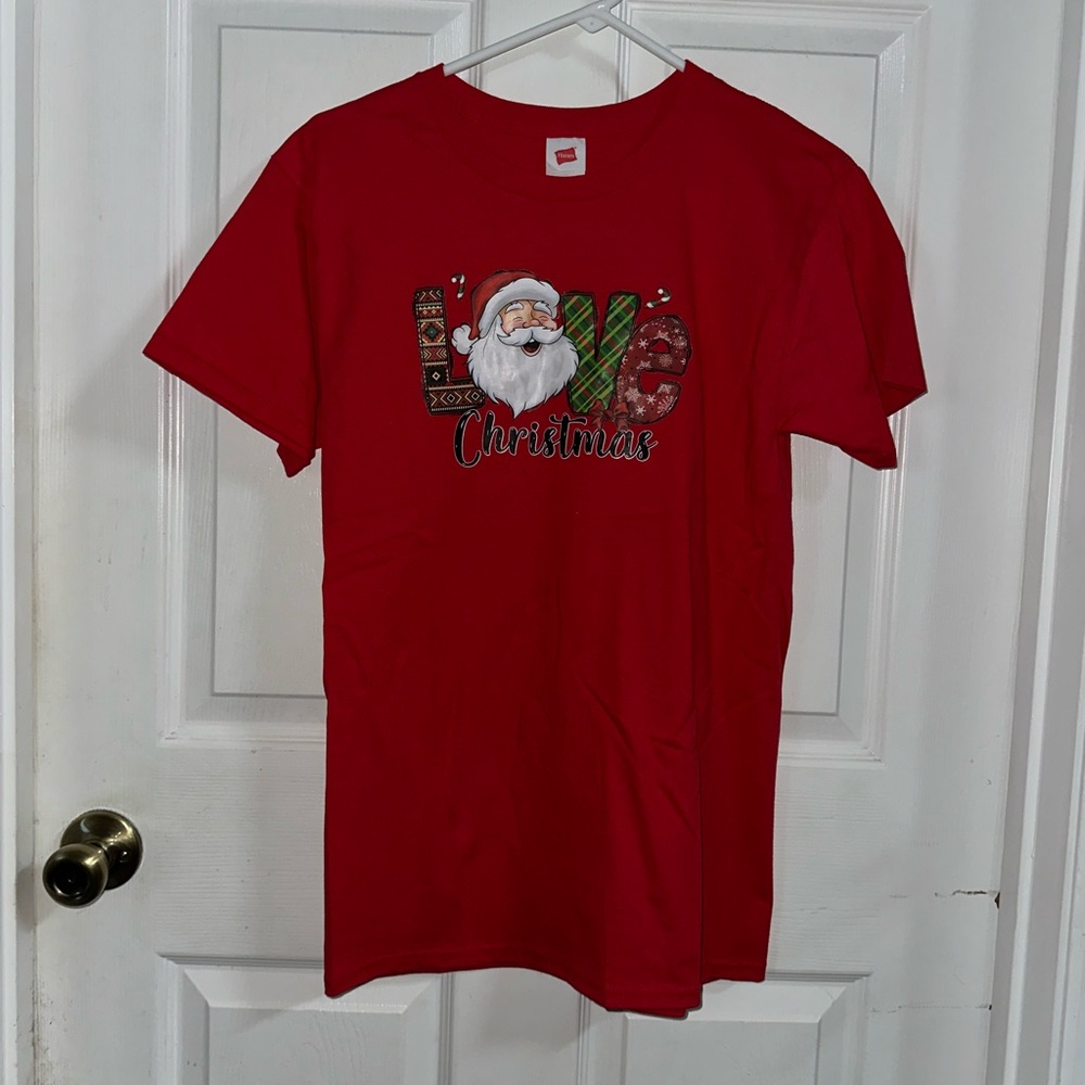 NWOT Handcrafted Santa Love Christmas Shirt Small